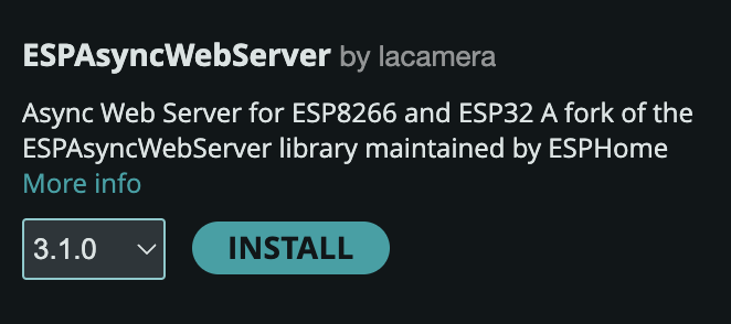 Install ESPAsyncWebServer library