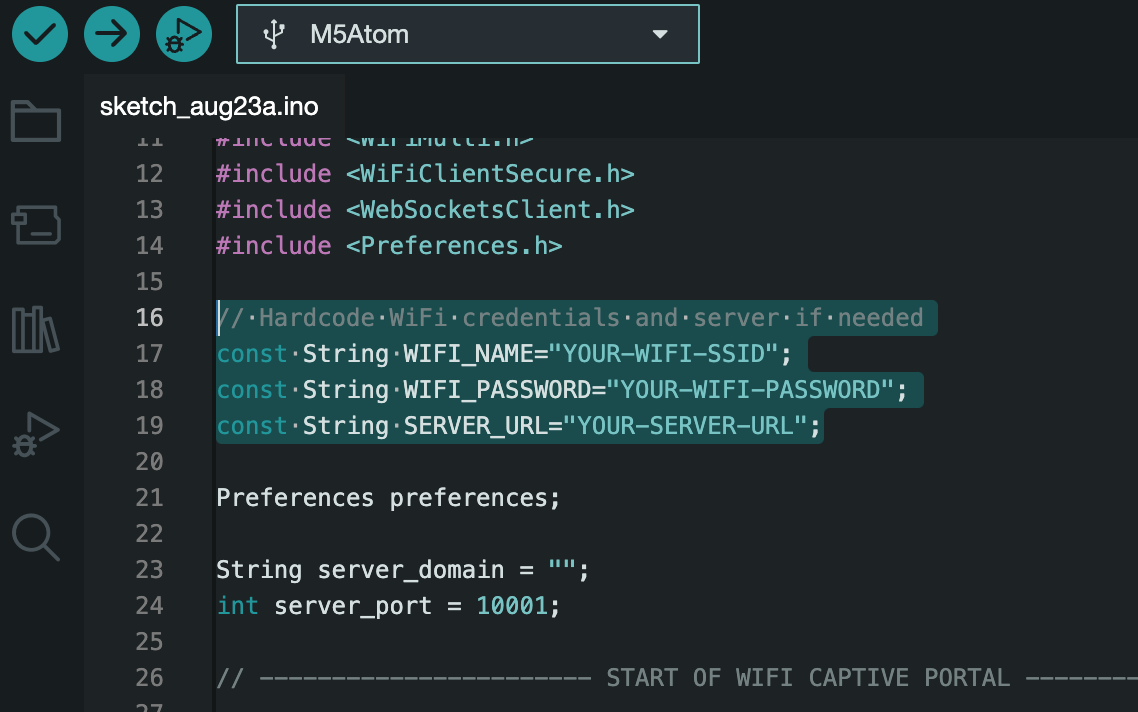 Hardcode WiFi SSID and password